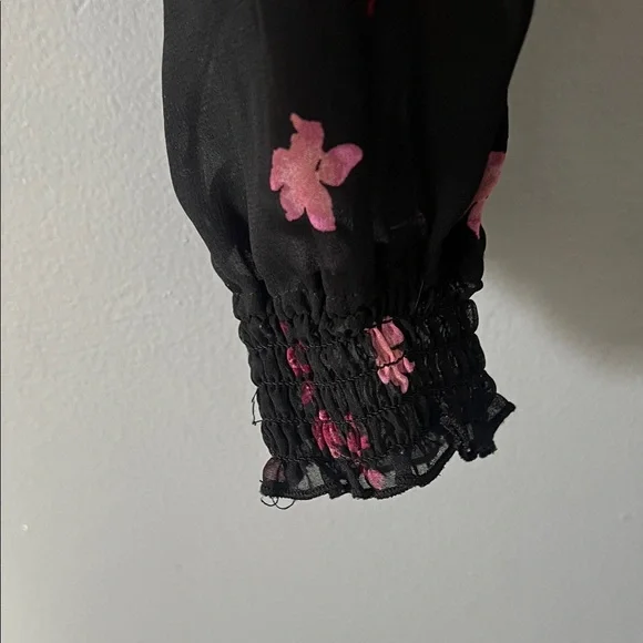 RACHEL Rachel Roy Sheer Black Dress with Pink Floral Design - Picture 4 of 10